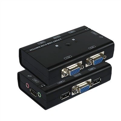 Conmutador compartido USB VGA de 2 puertos con 3 puertos USB 2.0