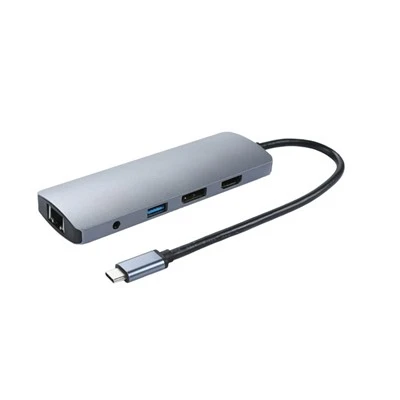 Adaptador USB C a HDMI DP 8 en 1 con puerto de carga Ethernet y Power Delivery Pd Type C y adaptador de 3 puertos USB 3.0