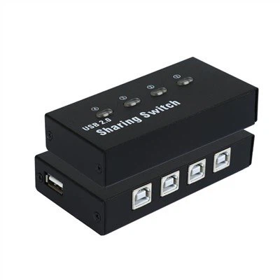 Negro 4 en 1 Salida USB 2.0 Interruptor para compartir