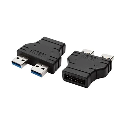 Placa base 20pin macho a doble USB3.0 adaptador macho