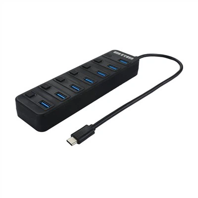 USB C a 7 puertos USB 3.0 HUB con interruptores de encendido/apagado individuales