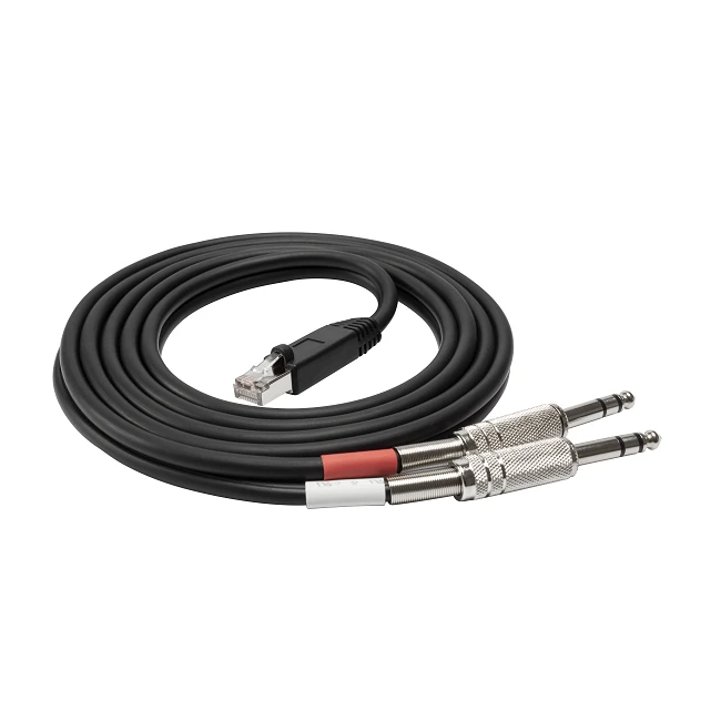 Cable de conexión de audio RJ45 macho a 2 X estéreo de 6,3 mm TRS