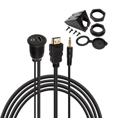 Cable de extensión de montaje empotrado de 3,5 mm y HDMI a AUX